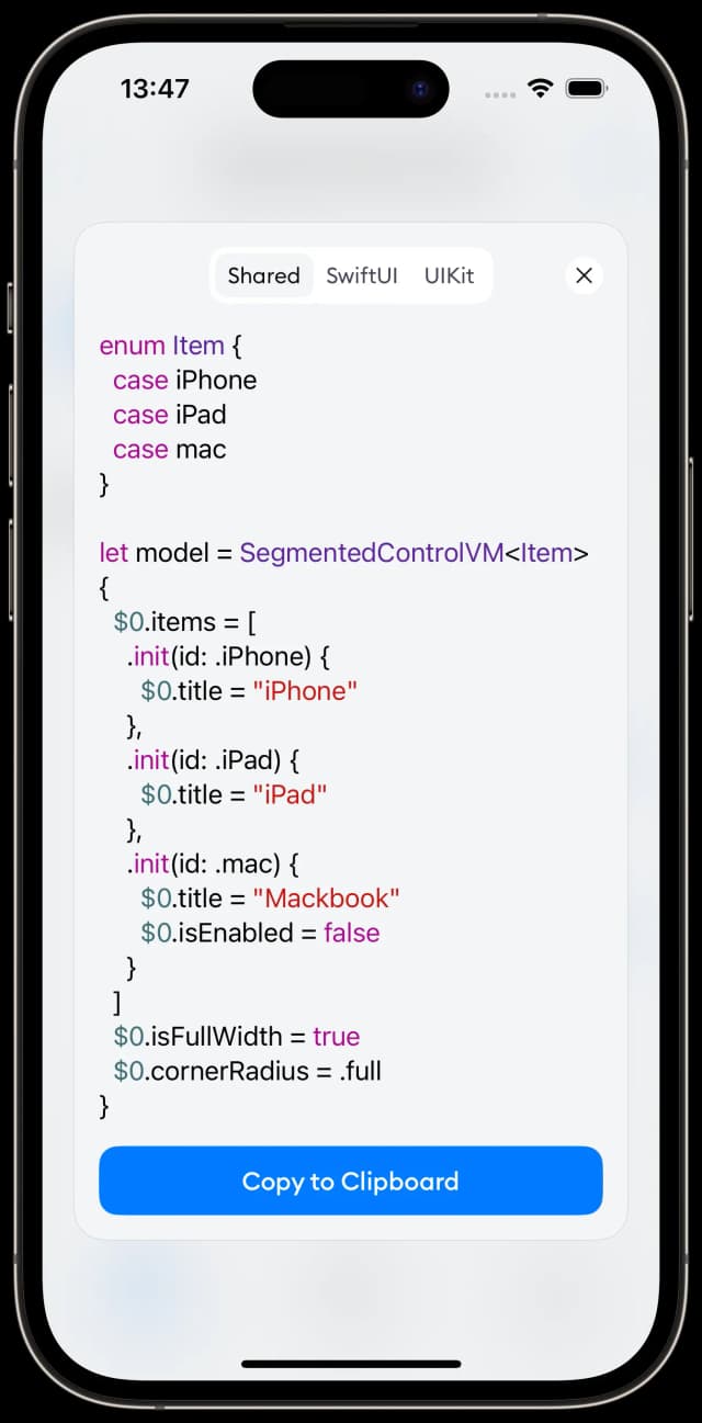 Component's code